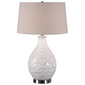 uttermost camellia table lamp in white gloss and light oatmeal