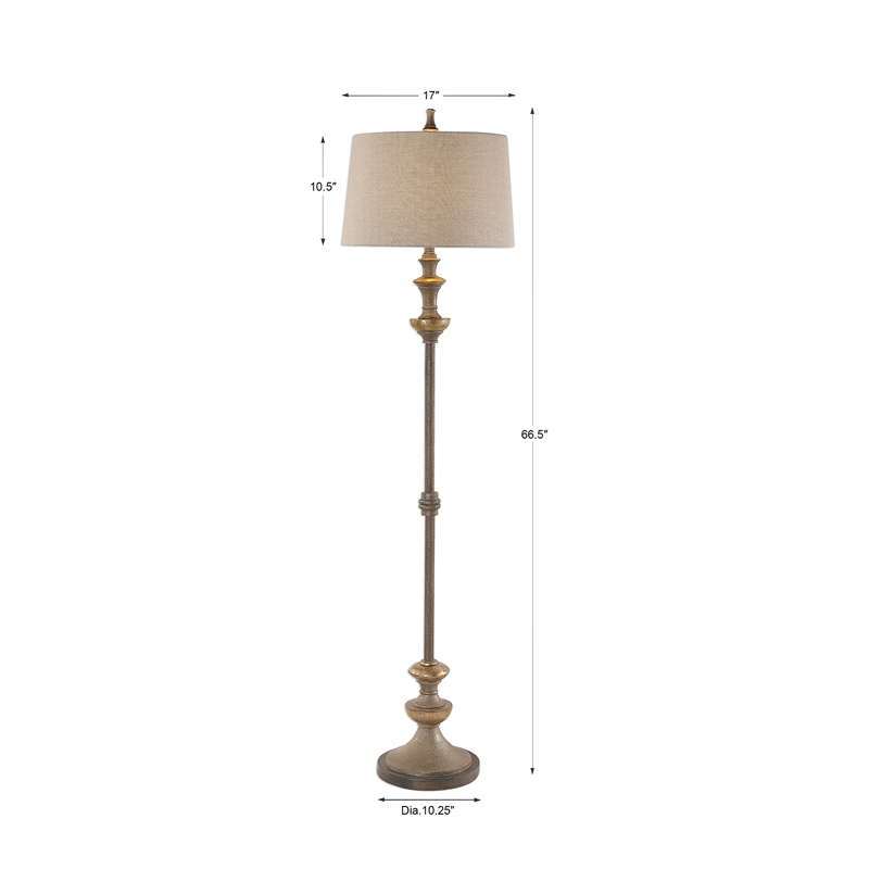 Uttermost Vetralla Steel Resin and Fabric Floor Lamp in Silver and Bronze