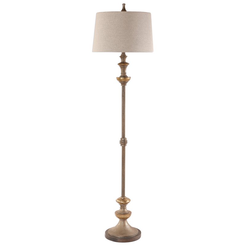 Uttermost Vetralla Steel Resin and Fabric Floor Lamp in Silver and Bronze