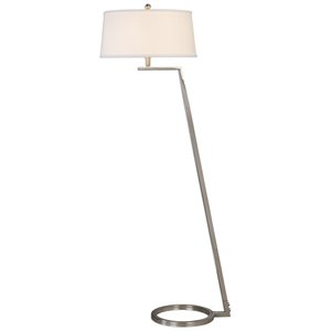 uttermost ordino floor lamp in brushed nickel and white
