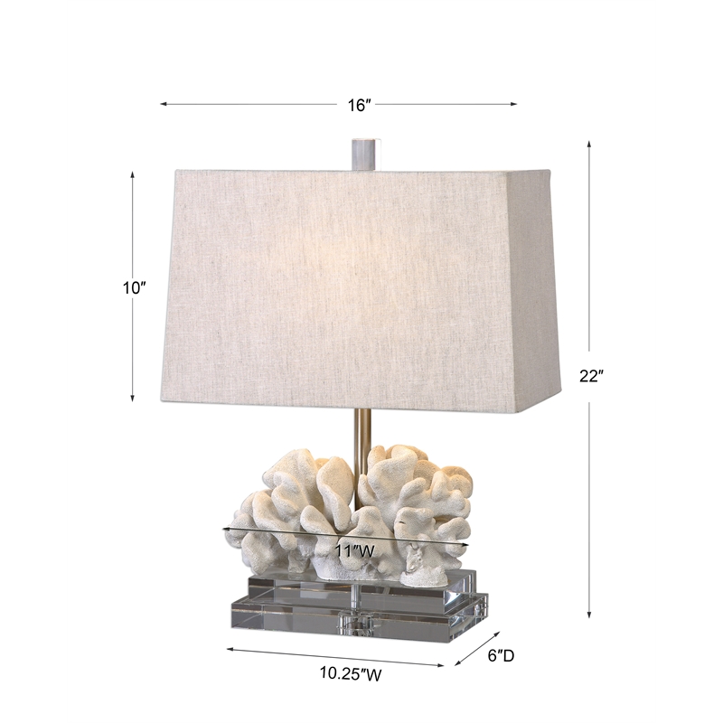 Uttermost Coral Resin and Iron Sculpture Table Lamp in Ivory and Beige
