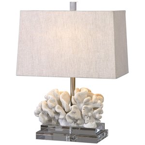 Uttermost Coral Resin and Iron Sculpture Table Lamp in Ivory and Beige