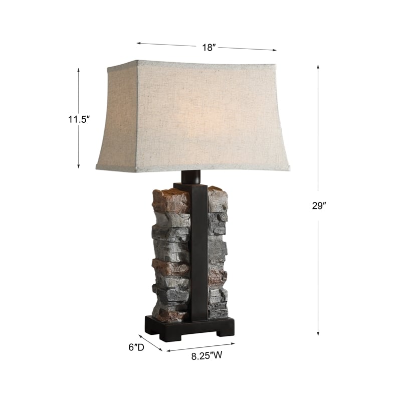 Uttermost Kodiak Concrete Steel and Fabric Table Lamp in Gray and Black