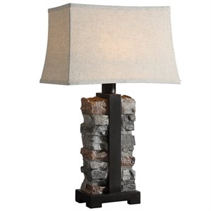 uttermost kodiak concrete steel and fabric table lamp in gray and black