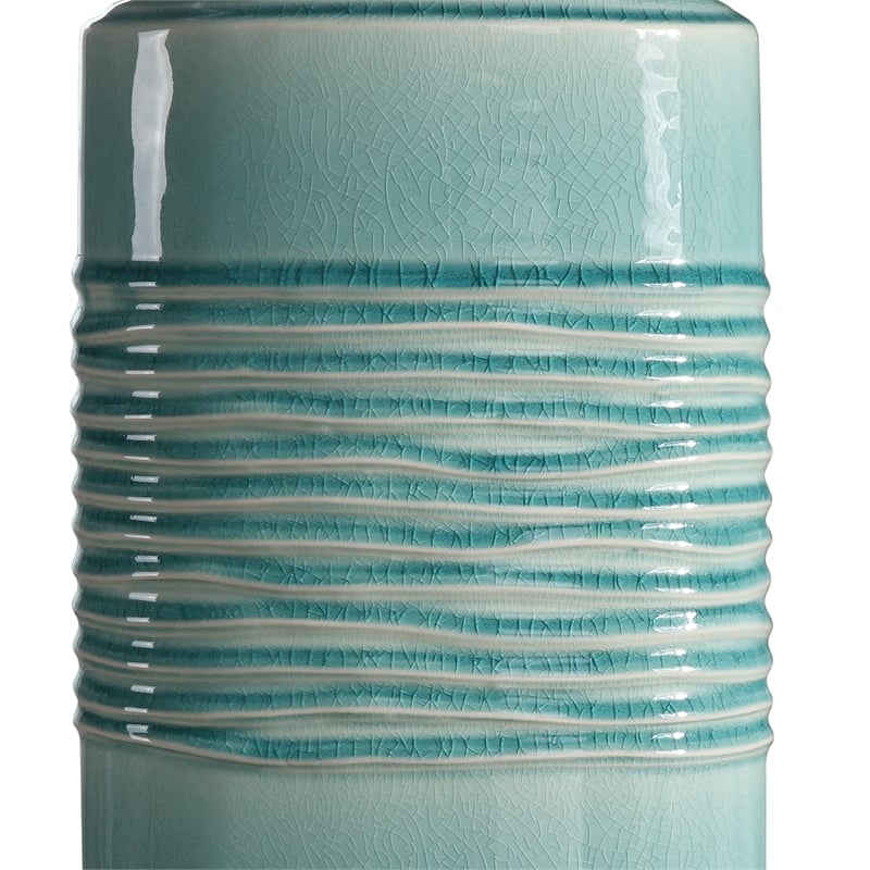 Uttermost Rila Ceramic and Iron Table Lamp in Distressed Teal and Off White