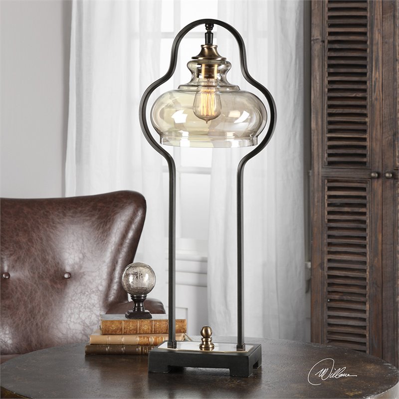 Uttermost Cotulla Metal and Resin Table Lamp in Aged Black and Antique Brass