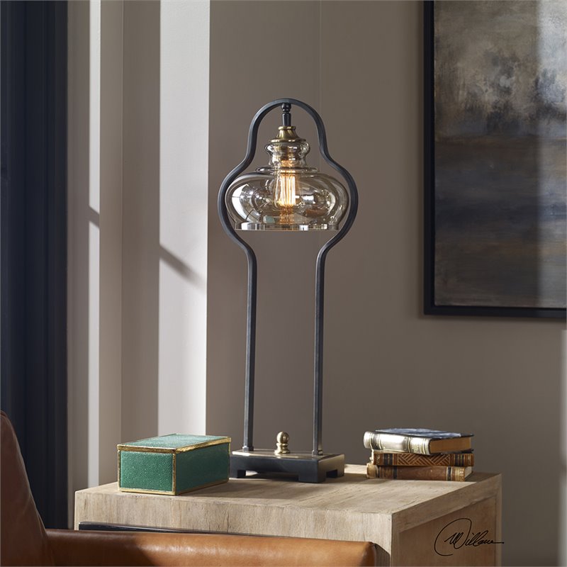 Uttermost Cotulla Metal and Resin Table Lamp in Aged Black and Antique Brass