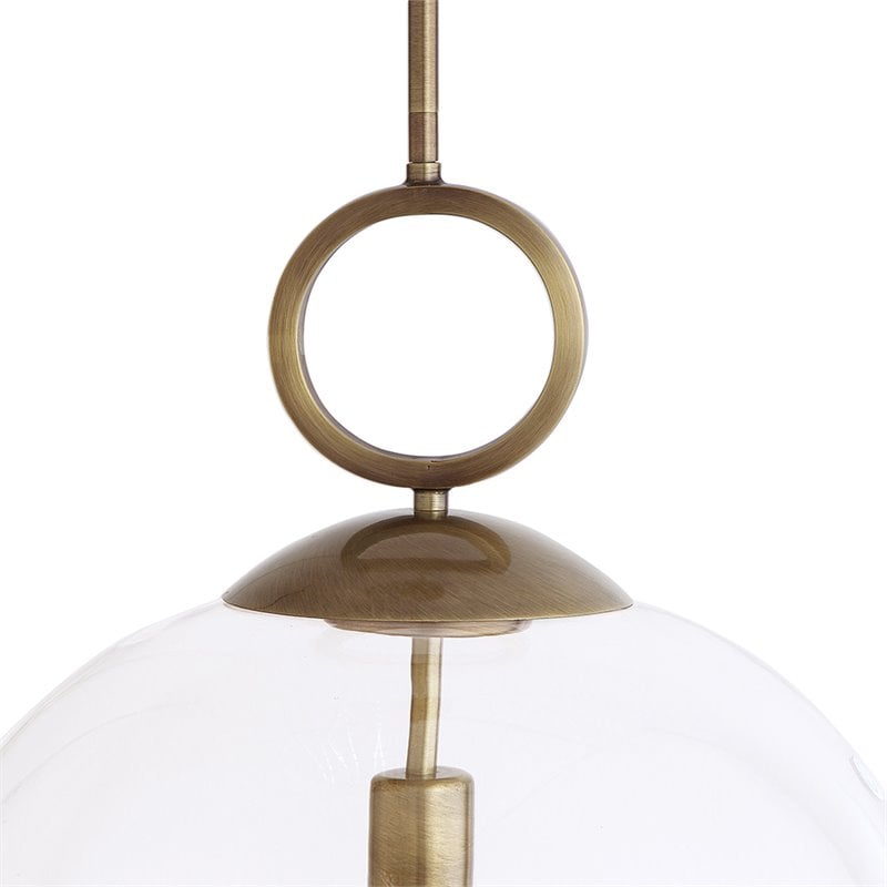 Uttermost Calix Coastal Steel and Glass Pendant Light in Aged Brass/Clear