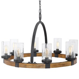 uttermost atwood 8 light wagon wheel chandelier in weathered bronze