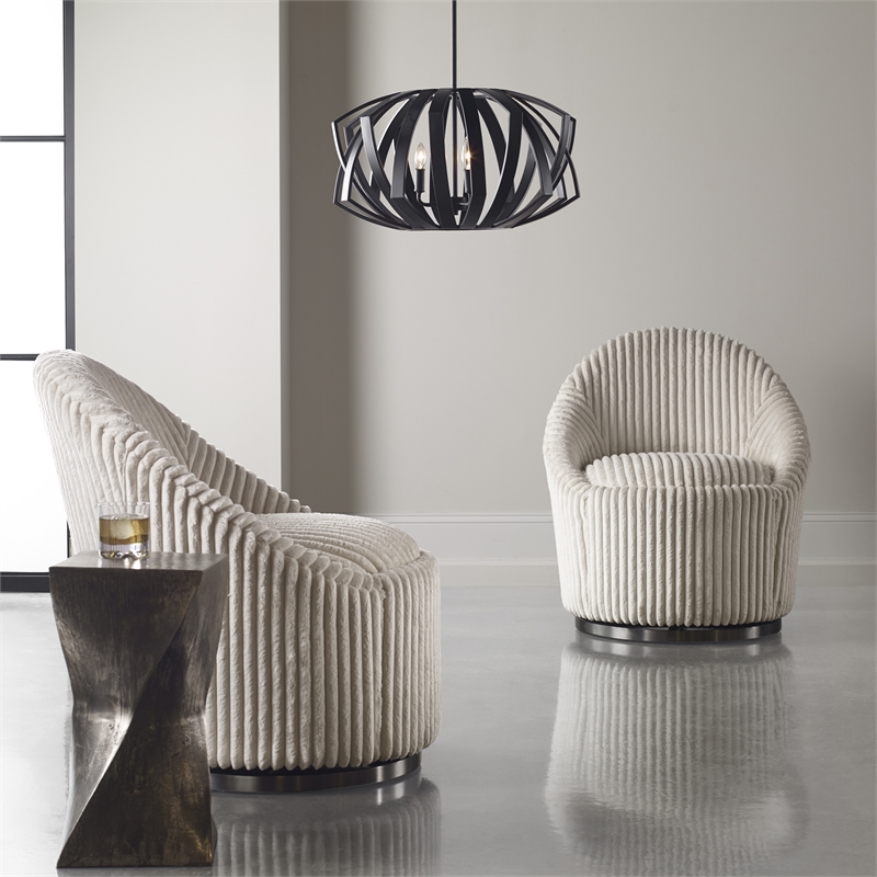 Uttermost Thales 3-Light Stainless Steel Geometric Pendant Light in Black