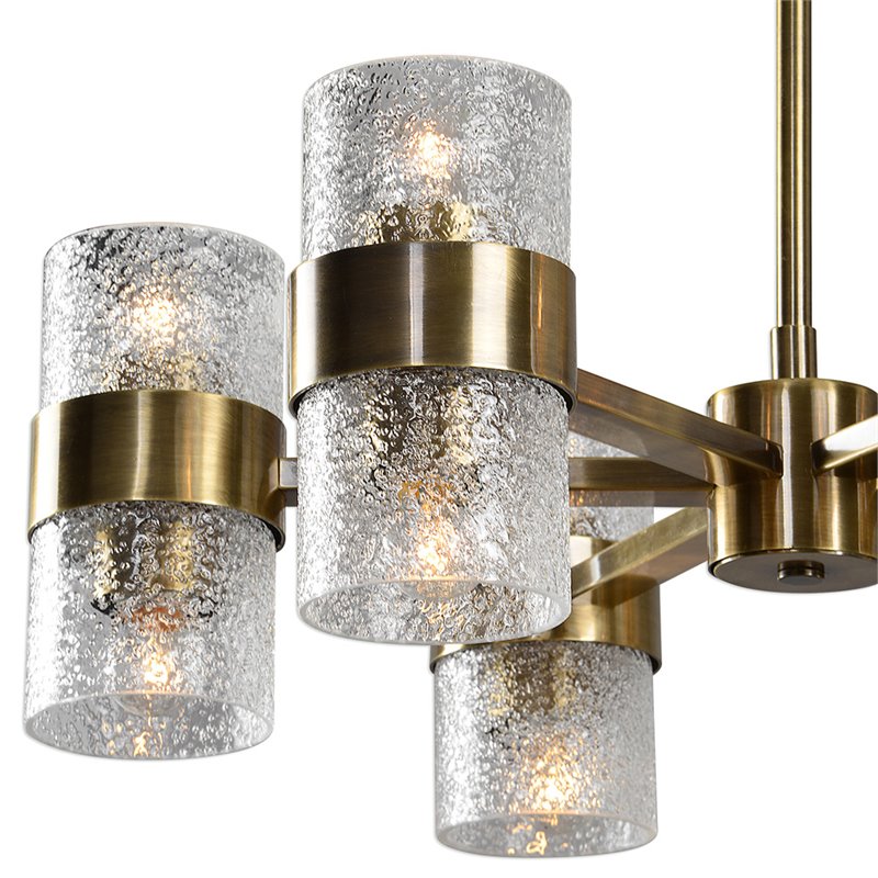 Uttermost Marinot 12-Light Iron and Glass Chandelier in Antique Brass