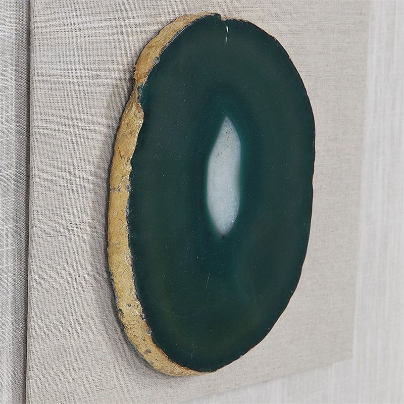 Uttermost Keeva Wood Agate Stone and Fabric Shadow Box in White and Gold