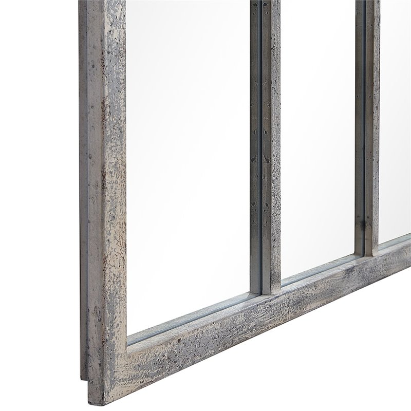 Uttermost Amiel Metal and Glass Arched Decorative Mirror in Rust Gray/Off White