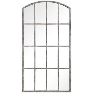 Uttermost Amiel Metal and Glass Arched Decorative Mirror in Rust Gray/Off White