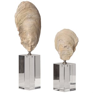uttermost oyster 2 piece shell sculpture set in aged ivory