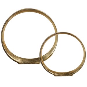 Uttermost Jimena 2-Piece Contemporary Aluminum Ring Sculpture Set in Gold