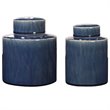 Uttermost Saniya 2-Piece Coastal Ceramic Container Set in Sapphire Blue