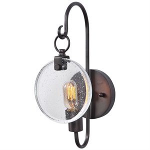 Uttermost Whitten Steel and Crystal Wall Sconce in Acid Oxidized Dark Bronze