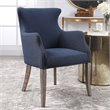 Uttermost Yareena Coastal Wood and Fabric Wingback Accent Chair - Denim Blue/Oak