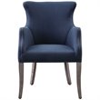 Uttermost Yareena Coastal Wood and Fabric Wingback Accent Chair - Denim Blue/Oak