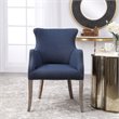 Uttermost Yareena Coastal Wood and Fabric Wingback Accent Chair - Denim Blue/Oak