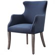 Uttermost Yareena Coastal Wood and Fabric Wingback Accent Chair - Denim Blue/Oak