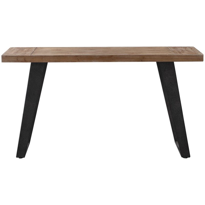 Uttermost Freddy Metal Accent Console Table in Weathered Oak and Aged Black