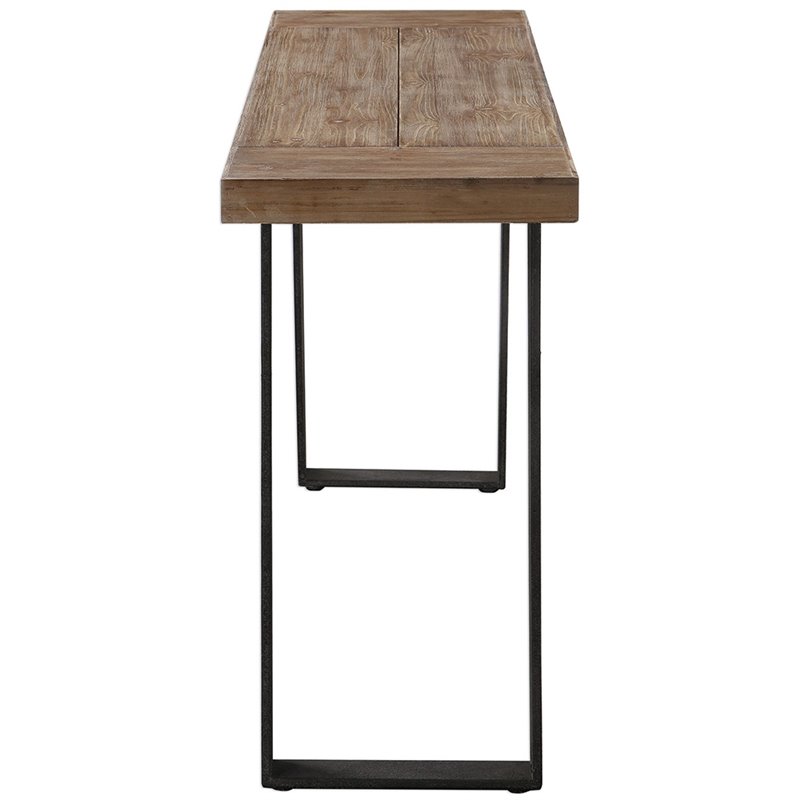 Uttermost Freddy Metal Accent Console Table in Weathered Oak and Aged Black