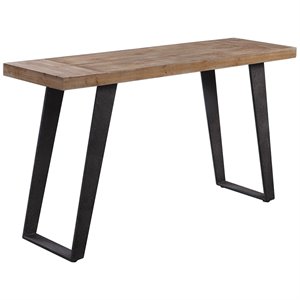 Uttermost Freddy Metal Accent Console Table in Weathered Oak and Aged Black