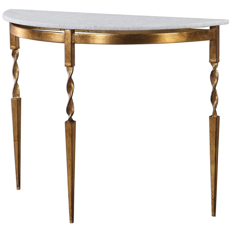 Uttermost Imelda Marble Top Demilune Accent Console Table in White