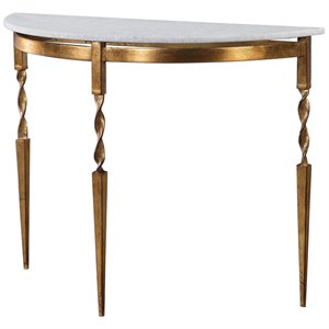 uttermost imelda marble top demilune accent console table in white