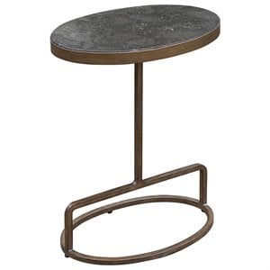 Uttermost Jessenia Marble and Metal Accent Table in Antique Brushed Gold