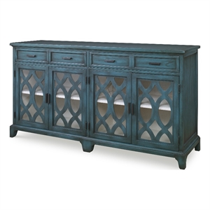 Uttermost Oksana Coastal Wood and Glass Sideboard in Antique Green/Antique White