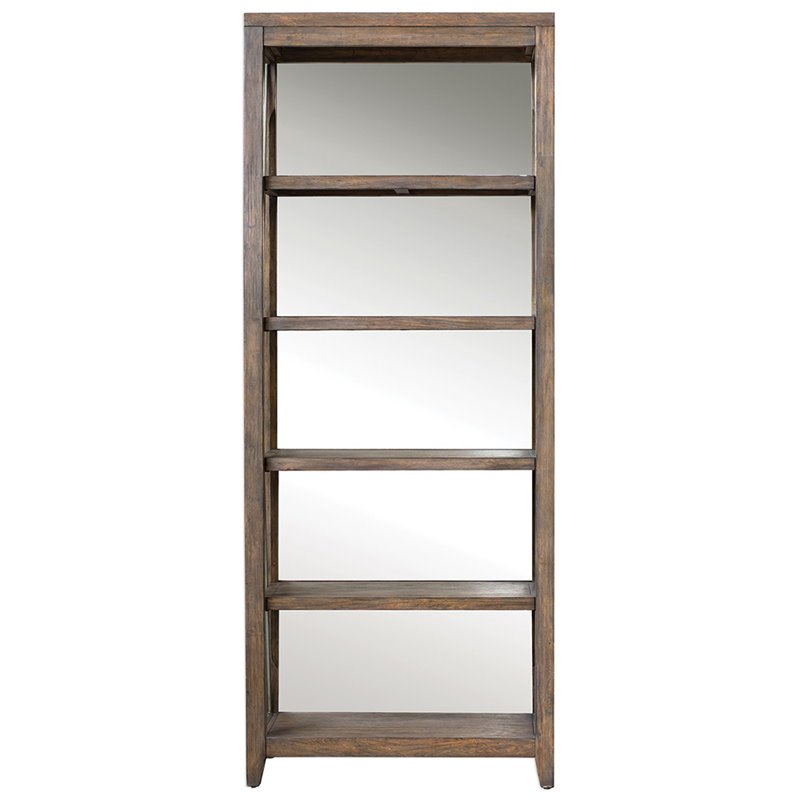 Uttermost Delancey 5-Shelf Wood and Metal Bookcase in Weathered Oak and Pewter