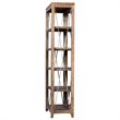 Uttermost Delancey 5-Shelf Wood and Metal Bookcase in Weathered Oak and Pewter