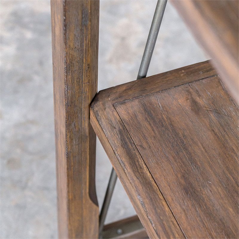 Uttermost Delancey 5-Shelf Wood and Metal Bookcase in Weathered Oak and Pewter