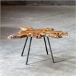 Uttermost Kravitz Teak Wood and Iron Accent Table in Light Honey and Aged Black