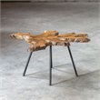 Uttermost Kravitz Teak Wood and Iron Accent Table in Light Honey and Aged Black