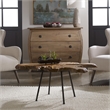 Uttermost Kravitz Teak Wood and Iron Accent Table in Light Honey and Aged Black