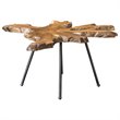 Uttermost Kravitz Teak Wood and Iron Accent Table in Light Honey and Aged Black
