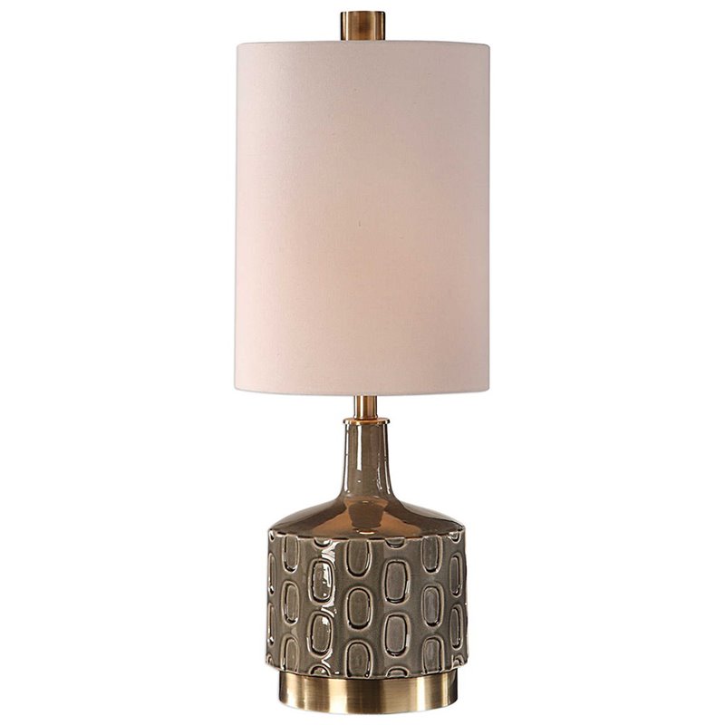 Uttermost Darrin Ceramic Metal and Fabric Table Lamp in White and Blue Gray