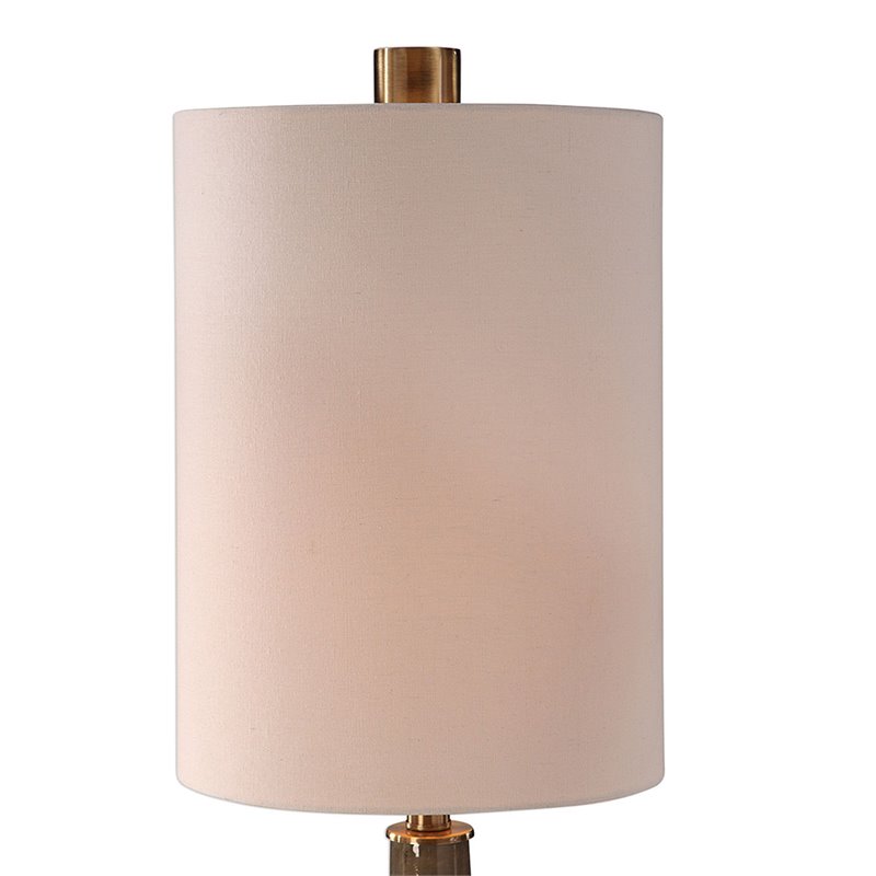 Uttermost Darrin Ceramic Metal and Fabric Table Lamp in White and Blue Gray