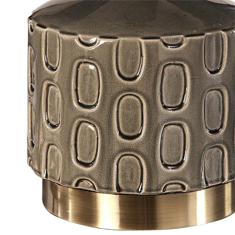 Uttermost Darrin Ceramic Metal and Fabric Table Lamp in White and Blue Gray