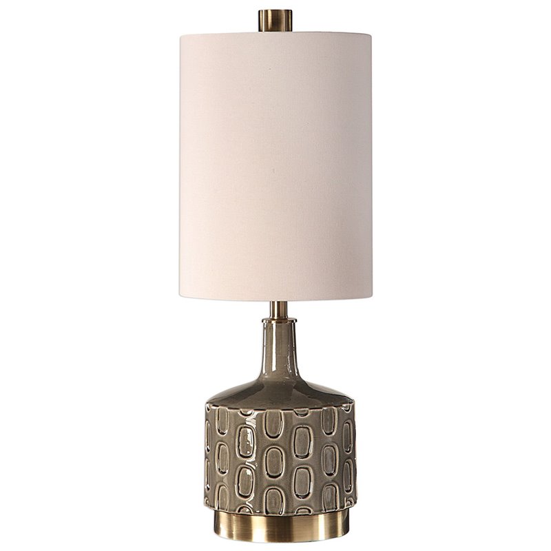 Uttermost Darrin Ceramic Metal and Fabric Table Lamp in White and Blue Gray