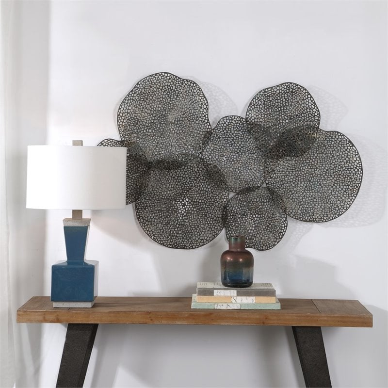 Uttermost Ripley Contemporary Iron Metal Leaf Wall Art in Rich Bronze