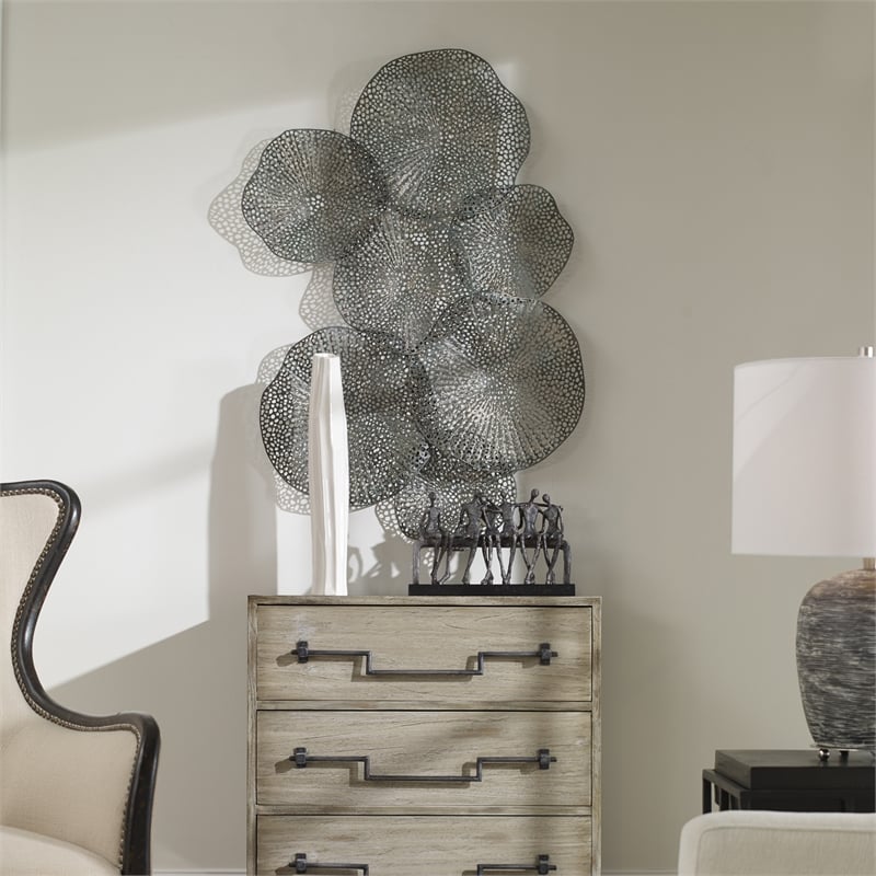 Uttermost Ripley Contemporary Iron Metal Leaf Wall Art in Rich Bronze