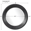 Uttermost Frazier Round Contemporary MDF and Glass Mirror in Dark Gray