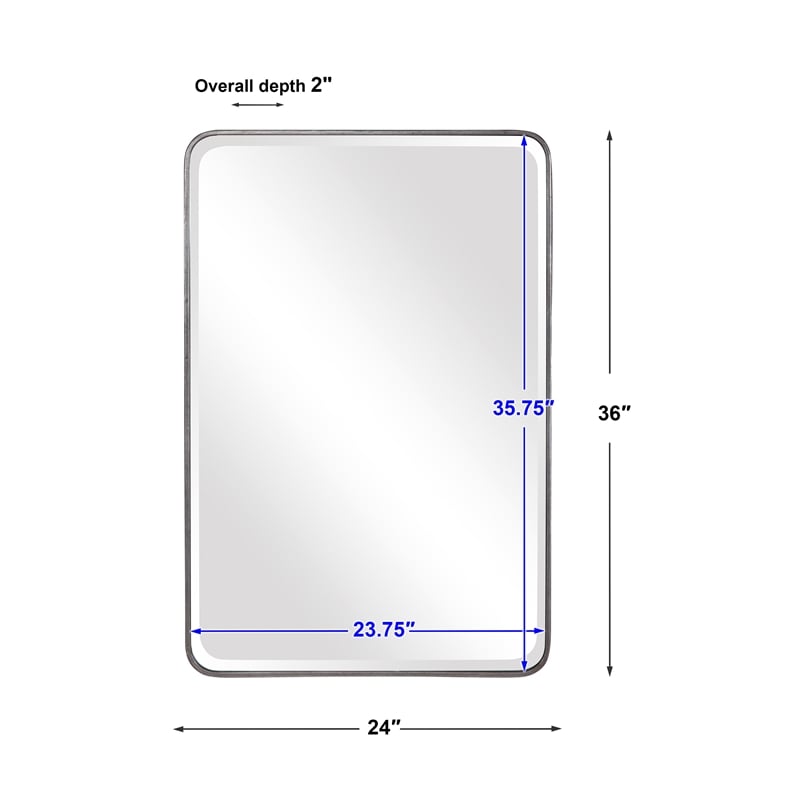 Uttermost Aramis Contemporary Iron and Glass Wall Mirror in Silver Leaf