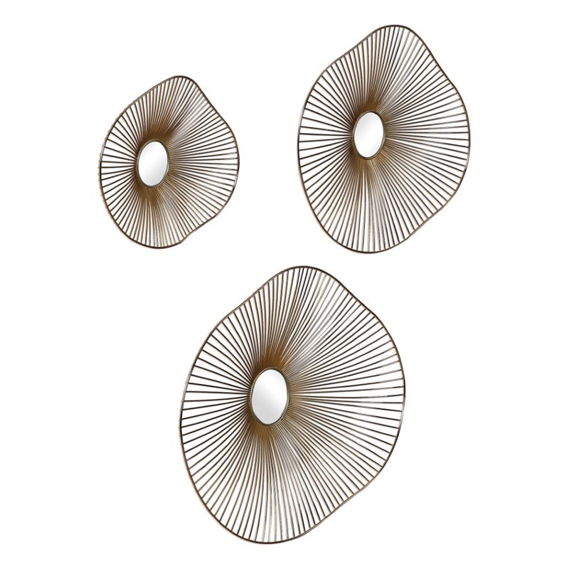 Uttermost Avarie Contemporary Metal and Glass Wall Art in Gold (Set of 3)