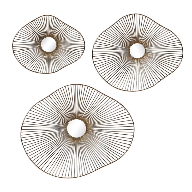 Uttermost Avarie Contemporary Metal and Glass Wall Art in Gold (Set of 3)